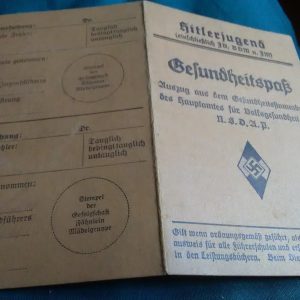 Hitler Youth medical card.